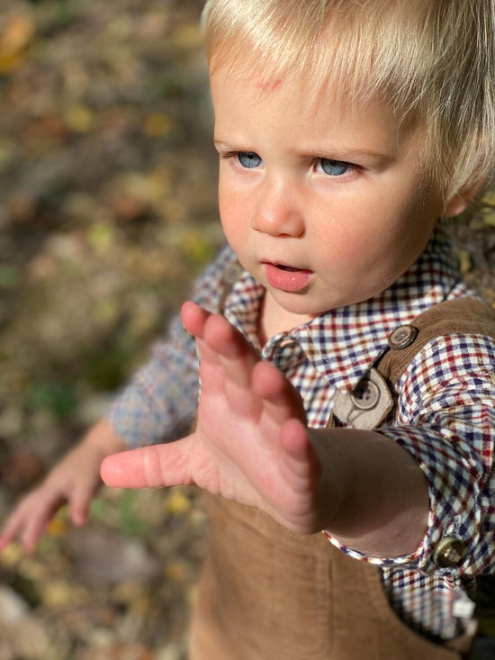 Jasper Navy/Cream/Wine Woven Plaid Onesie