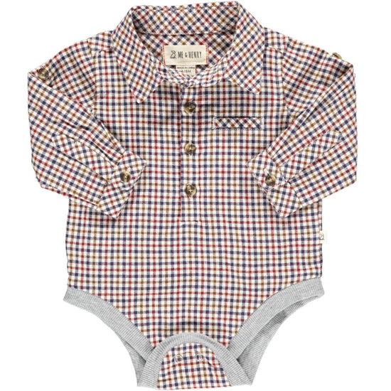 Jasper Navy/Cream/Wine Woven Plaid Onesie