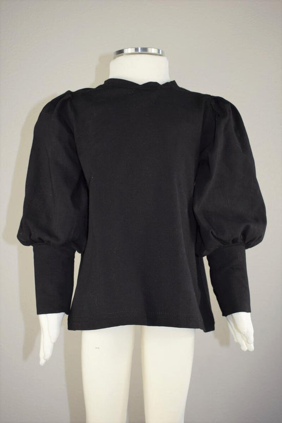 Black Puff Sleeve Knit Top