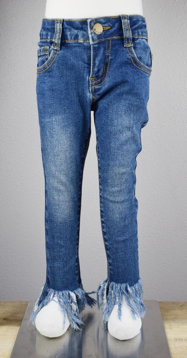 Shaggy Hem Medium Wash Denim