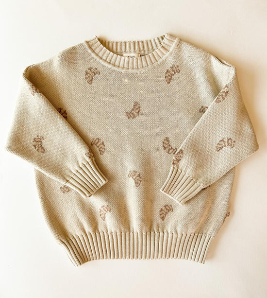 Croissants Organic Sweater with Magnetic Closure