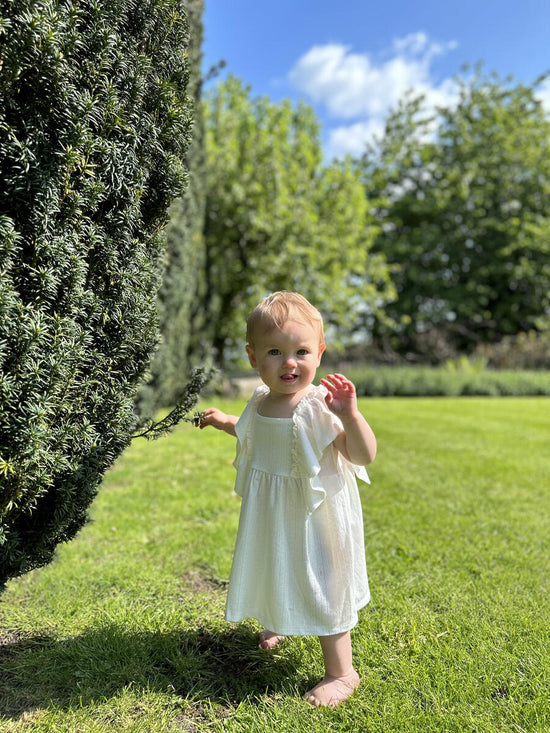 White Ruffle Dress/Bloomer Set