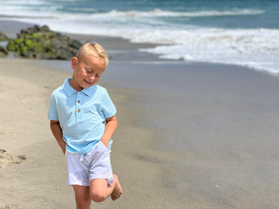 Starboard Aqua/Blue Stripe Polo