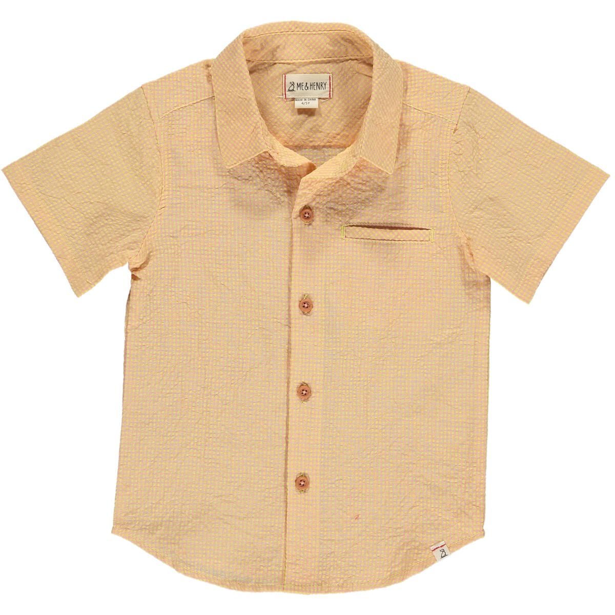 Apricot/yellow plaid woven shirt