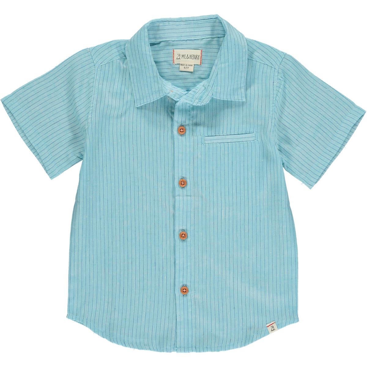 Newport Aqua/Royal Blue Stripe Woven Shirt