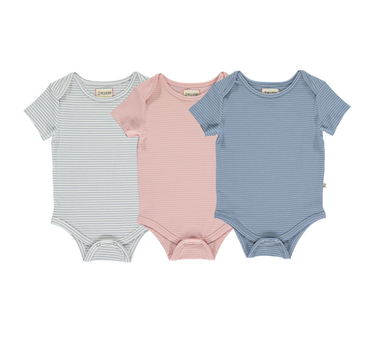 Peach Walty Soft Stripe Short Sleeve Onesie