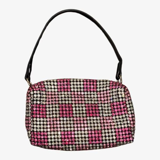 Pink Crystal Checkered Bag