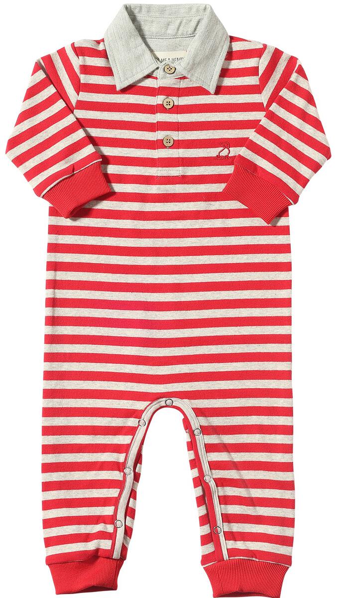 Red/Beige Stripe Kingston Polo Romper