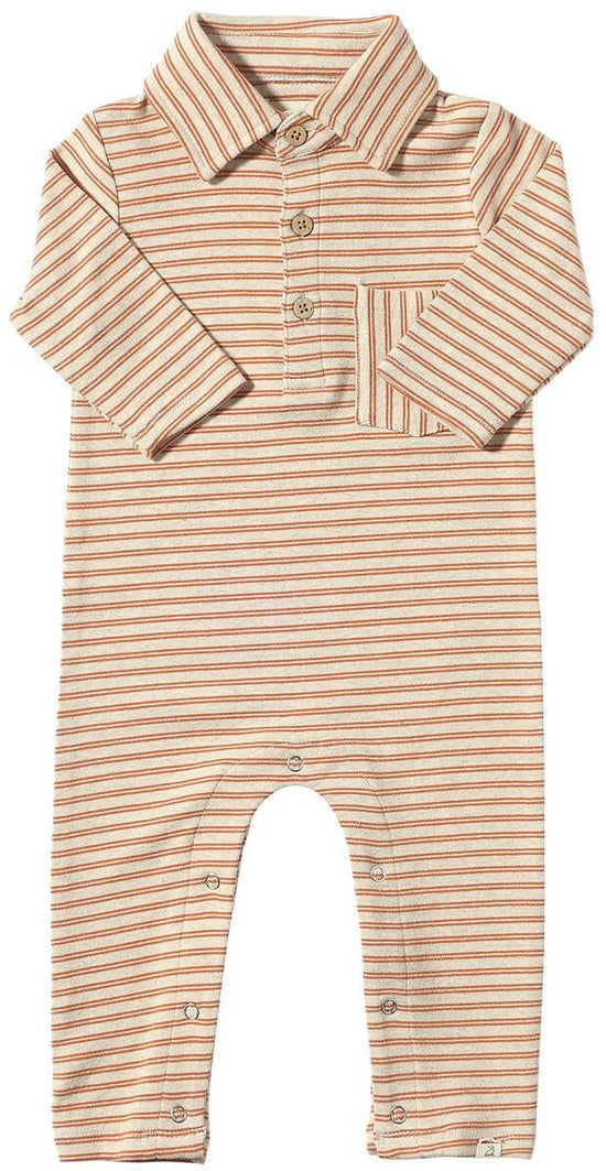 Kingston Pumpkin/Beige Double Stripe Romper