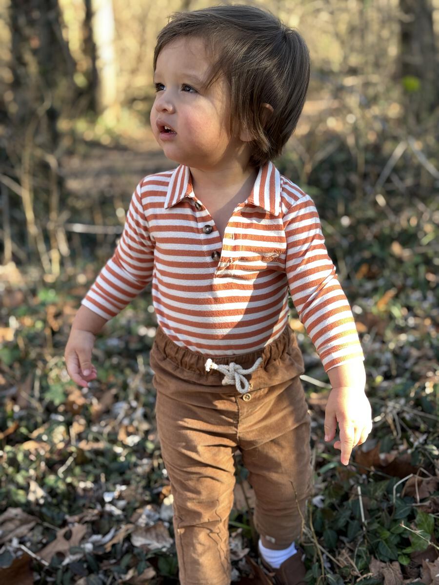 Seymore Pumpkin/White Romper