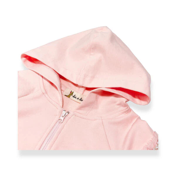 Blush Pink Embellished Hooded Jacket