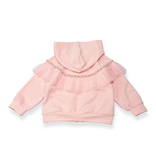 Blush Pink Embellished Hooded Jacket