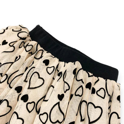 Flocked Heart Tulle Skirt Legging