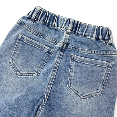 Clear Stone Embellished Hem Flare Denim