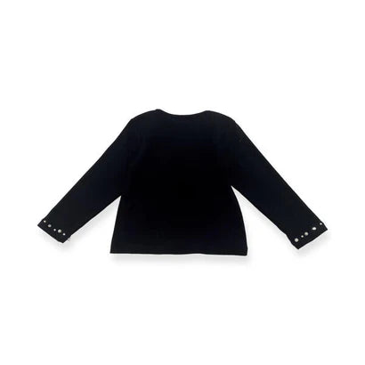 Black Embellished Sleeve Trim Top