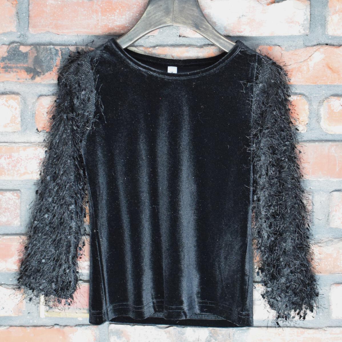 Velvet Shaggy Sleeve Top