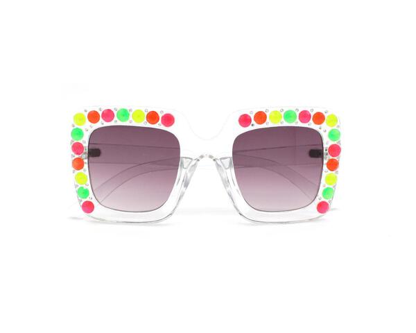 Crystallized Square Neon Sunglasses