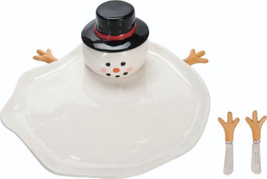 Melted Snowman Plate w/Spreader Set of 4 Pieces