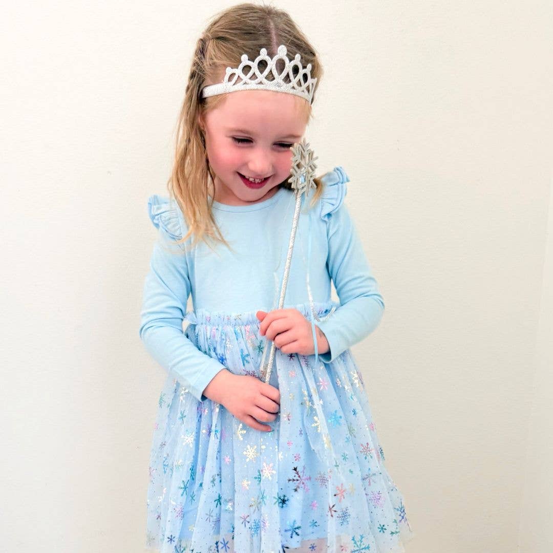 Snow Princess Iridescent Long Sleeve Tutu Dress