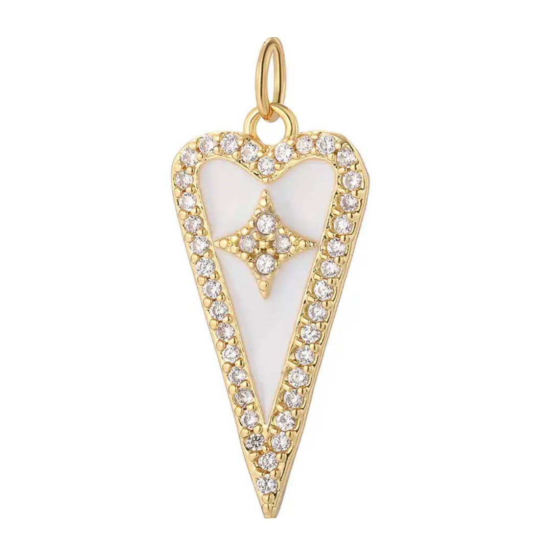 Tall White Heart Charm For Charm Bar & Charm Necklace