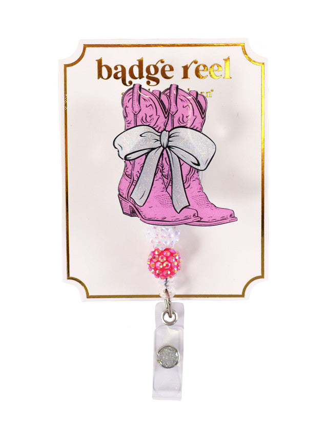 Pink Boots Badge Reel