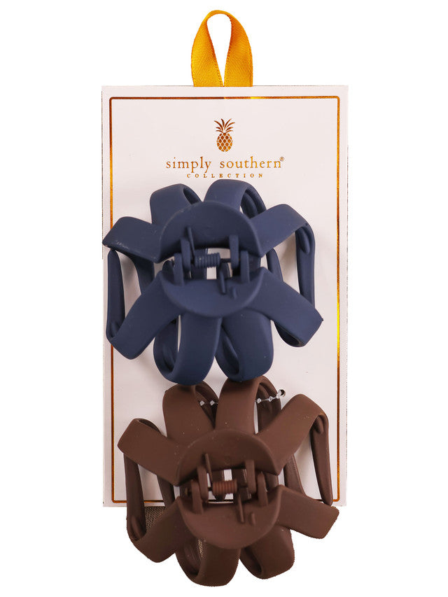 Hair Clip Duo- Brown/Blue Short Claws