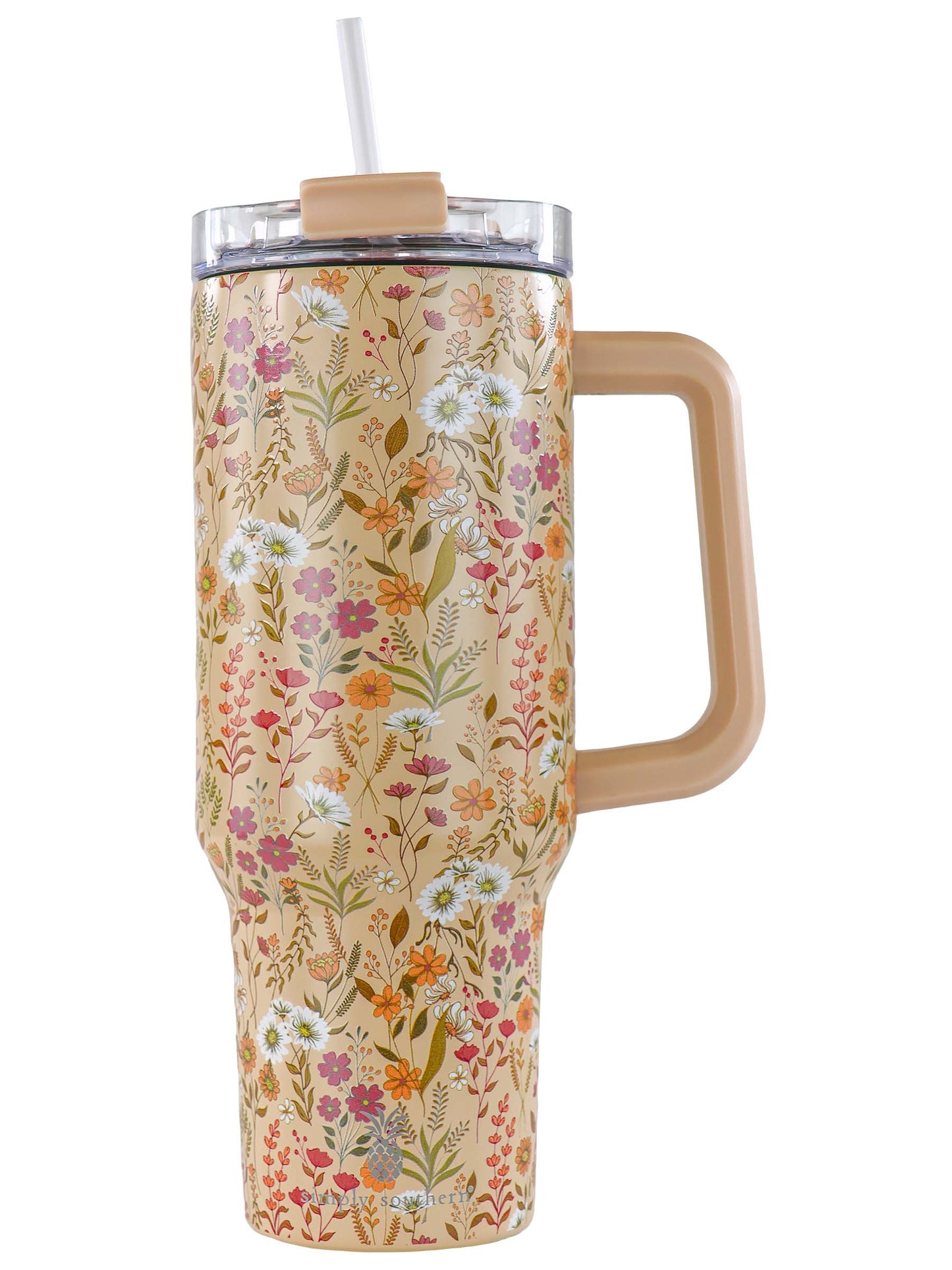 Tan Floral Field Tumbler