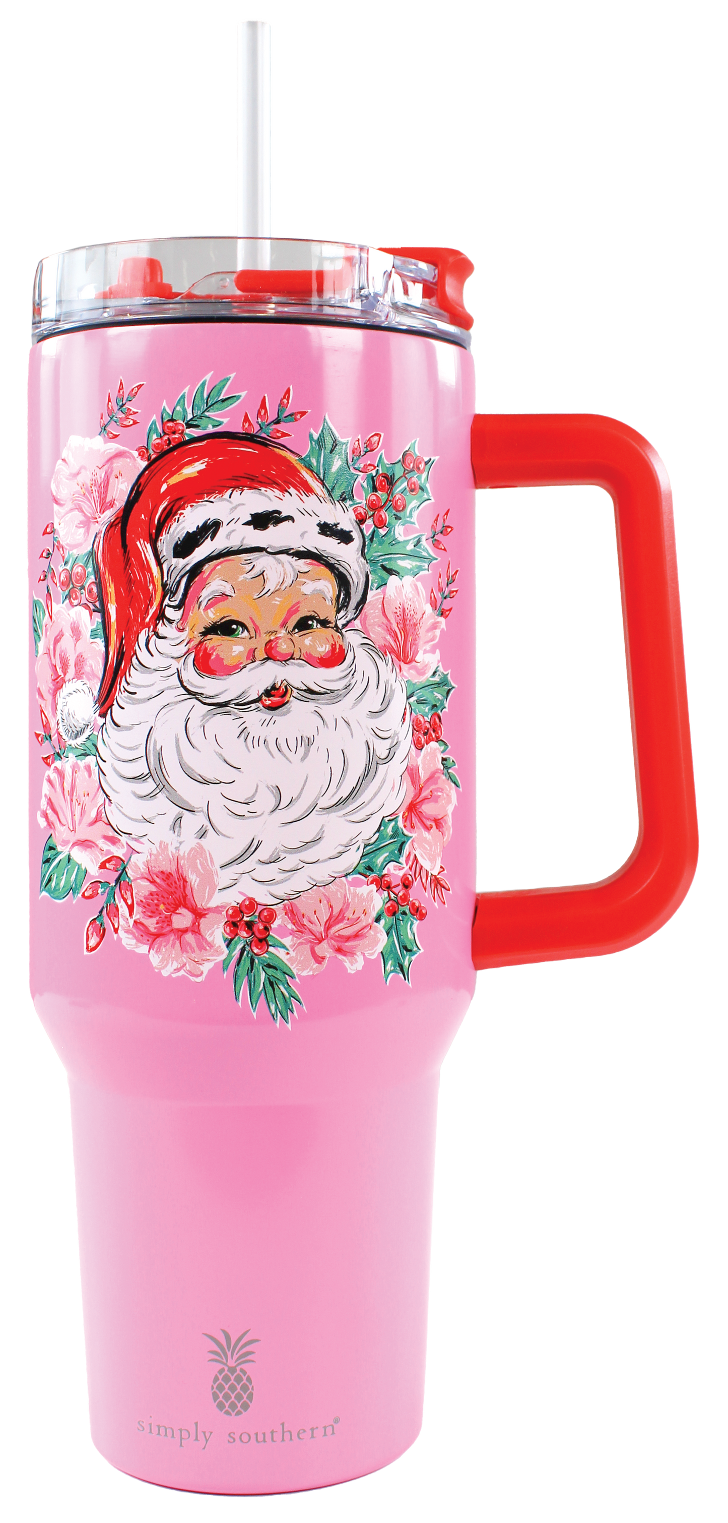 Pink Holiday Santa Tumbler