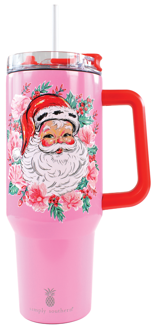 Pink Holiday Santa Tumbler