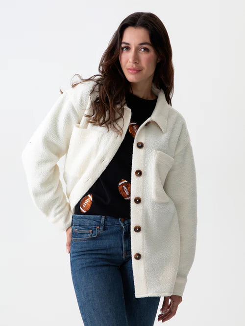 'Get Loud' Sherpa Jacket in Ivory