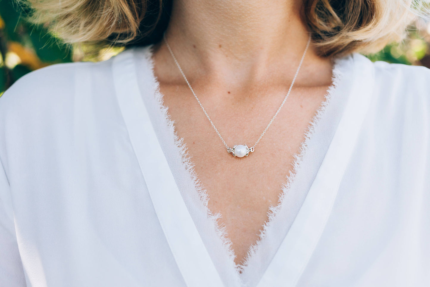 Pearl of Strength Warrior Necklace Empowering Jewelry Gift: Sterling Silver-Pearl / Necklace length: 18 Inches / Minimalist