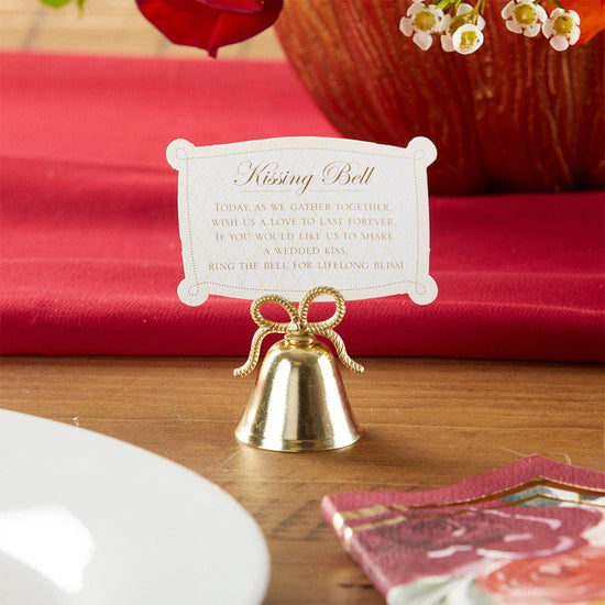 Gold Kissing Bells Place Card/Photo Holder (Set of 24)