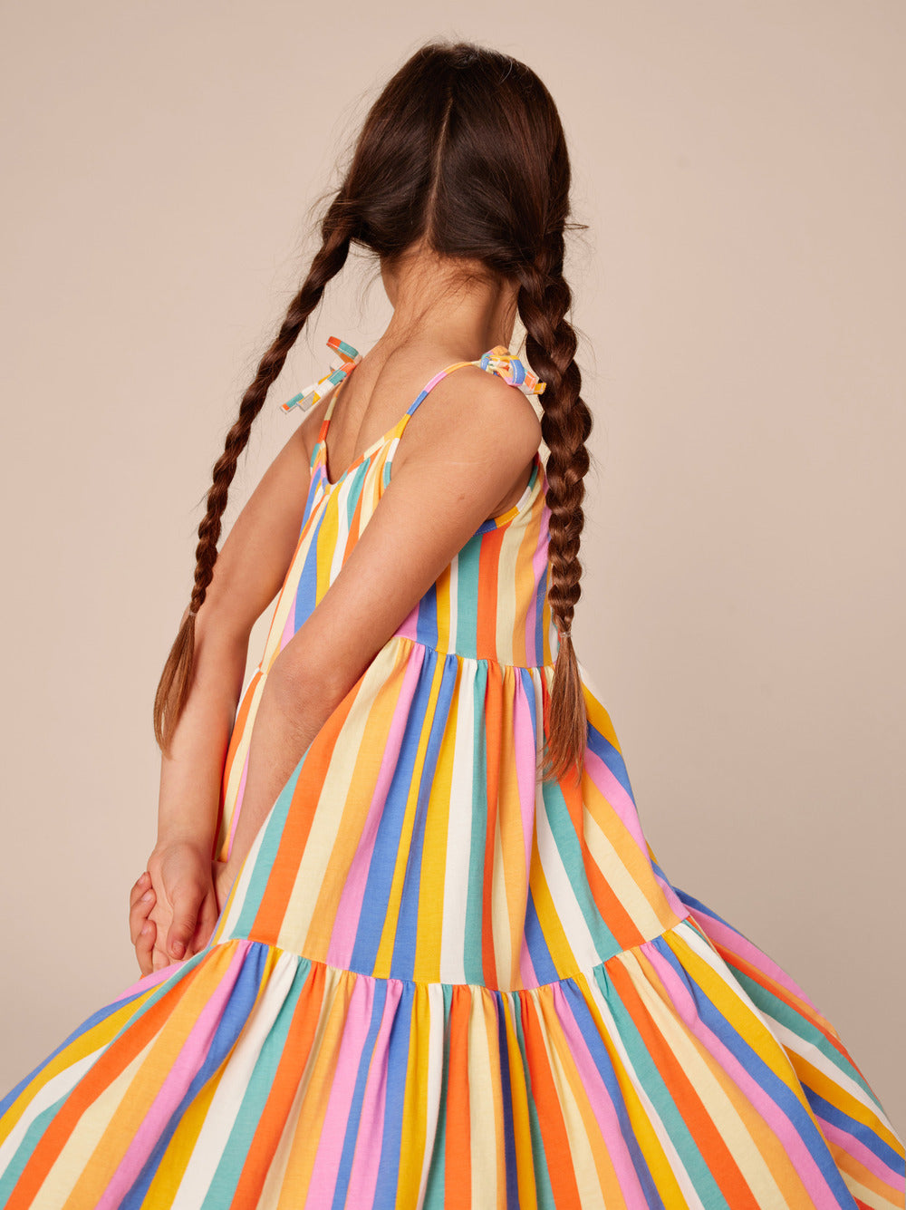 Tie Shoulder Tiered Dress / Lamu Sunset Stripe