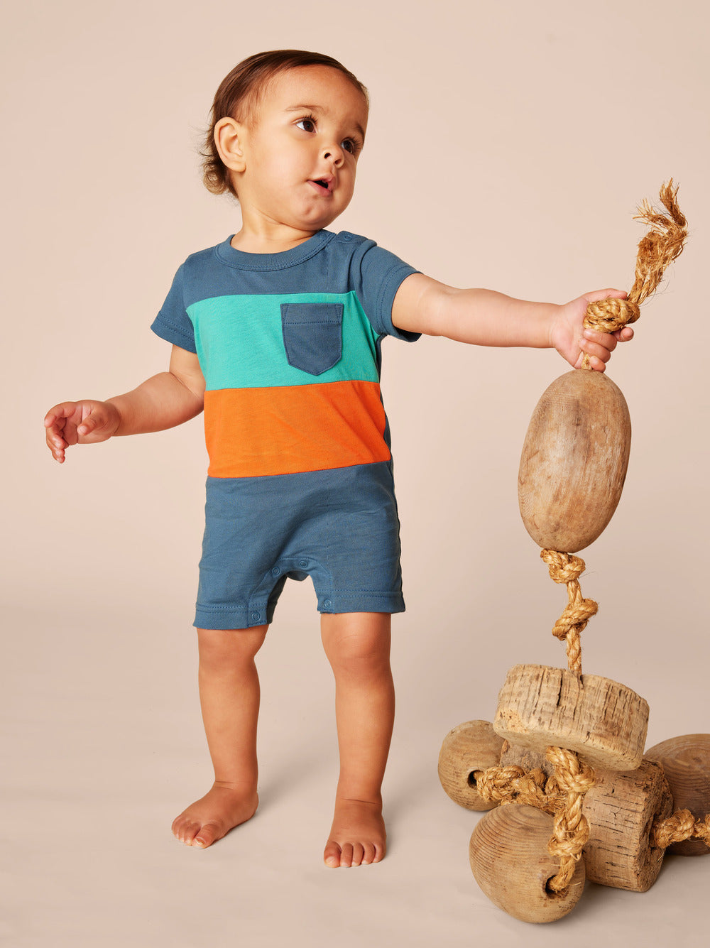 Pop Pocket Shortie Baby Romper / Indian Teal