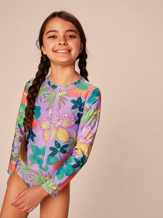 Long Sleeve One-Piece Swimsuit / Hanging Flowers of Malindi