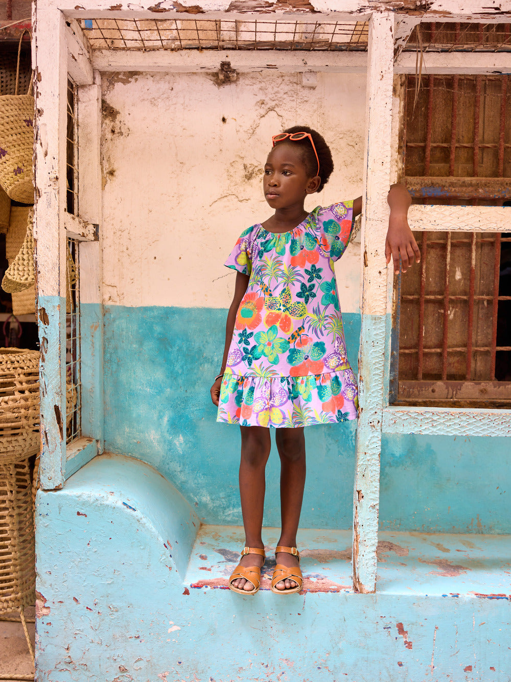 Flutter Sleeve Drop Skirt Dres / Hanging Flowers of Malindi