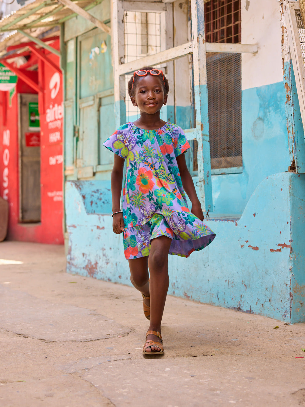 Flutter Sleeve Drop Skirt Dres / Hanging Flowers of Malindi