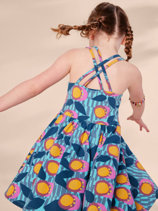 Strappy Back Skirted Dress / Passion Fruit Wax Print