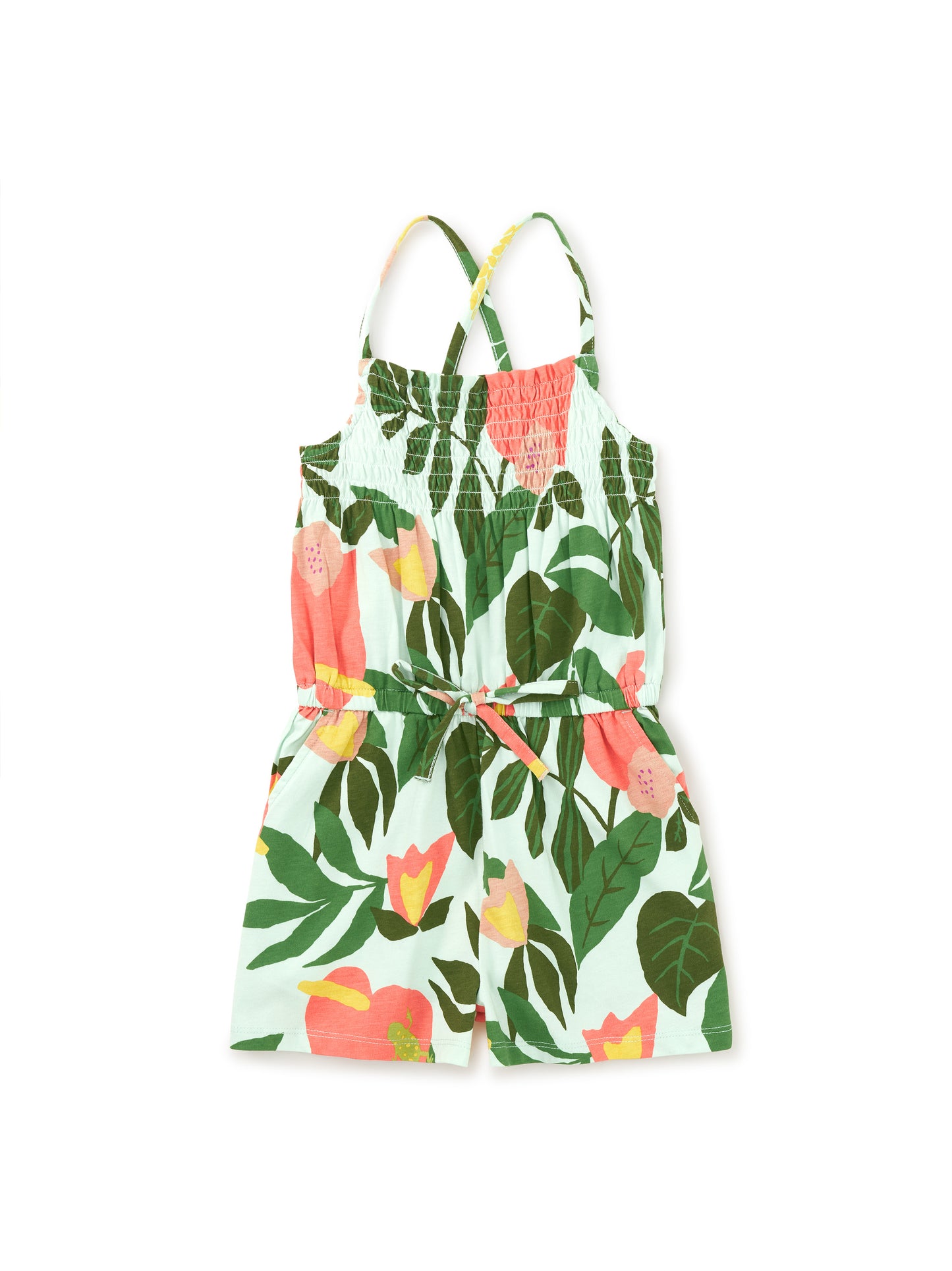 Smocked Sleeveless Romper / Tropical Floral