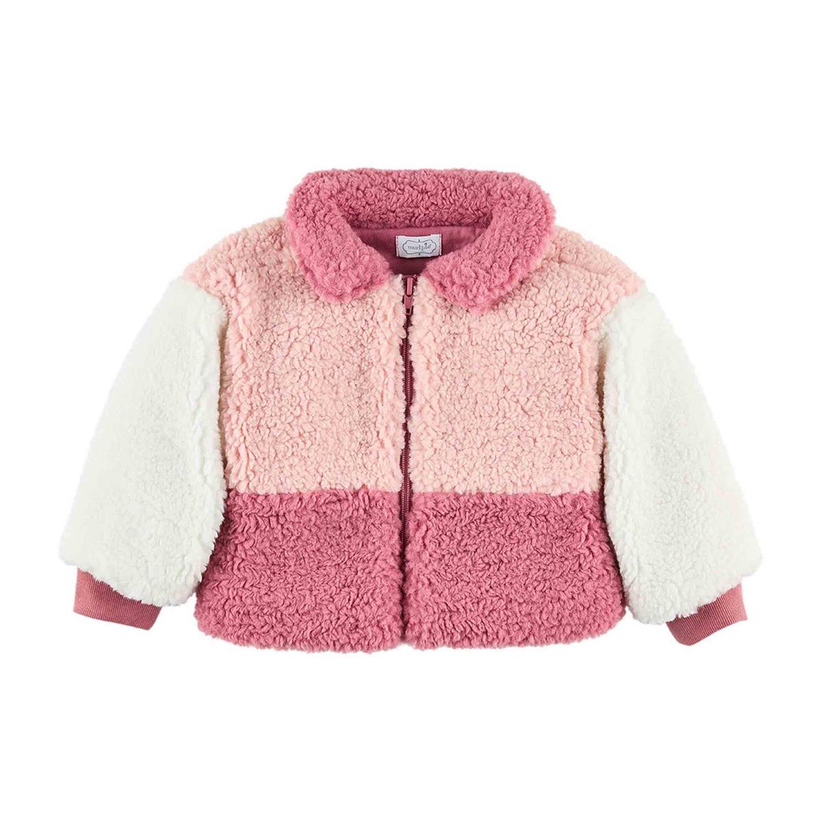 Pink Colorblock Sherpa Jacket