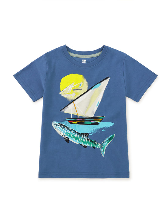 Shark & Sailboat Graphic Tee / Cobalt