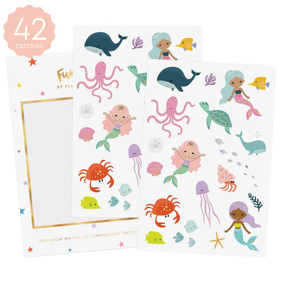 OCEAN CREATURES kids temporary tattoo pack