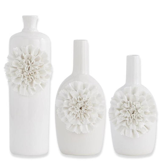3D White Carnation Ceramic Vases