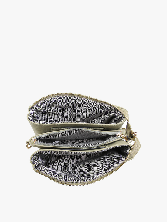 Gray/Black Riley Plaid 3 Compartment Crossbody/Wristlet