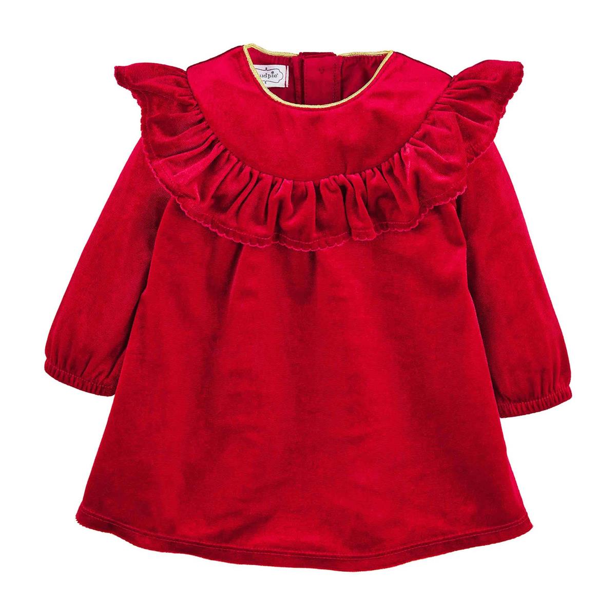 Red Ruffle Velvet Dress