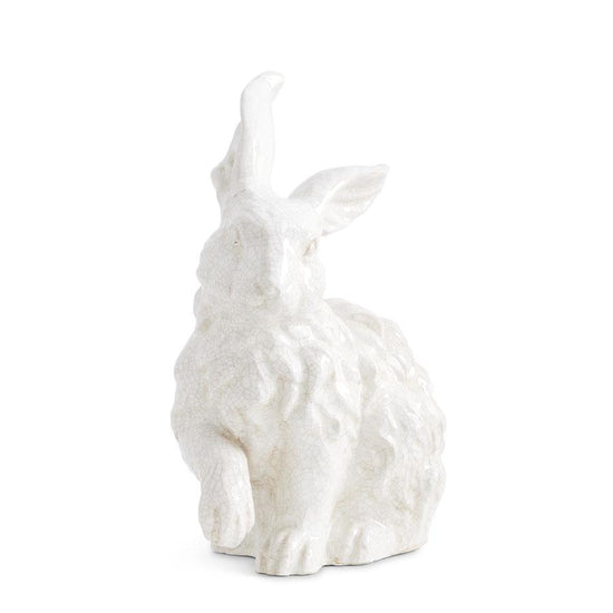 18 Inch White Glazed Terracotta Bunny Standing