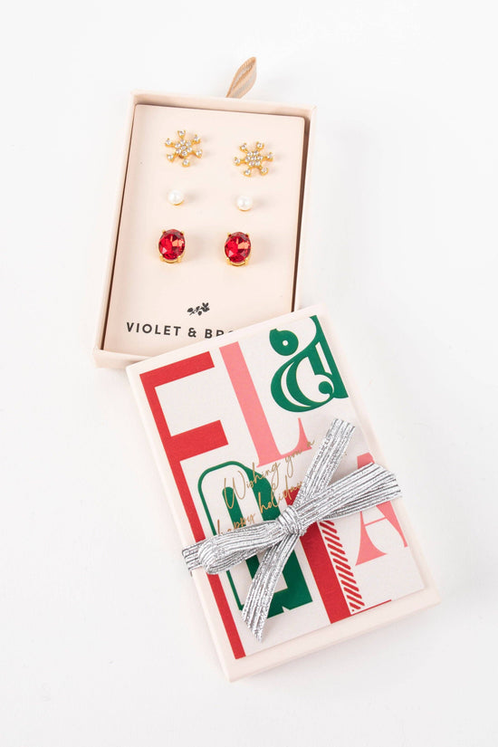 Clara Boxed Holiday Earrings- Emerald