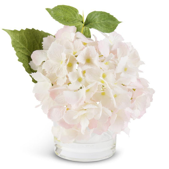 8" Pink Real Touch Hydrangea in Glass Vase