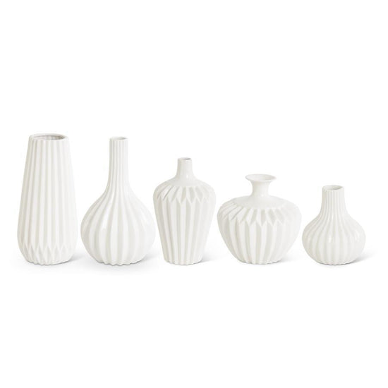 White Porcelain Accordion Vases