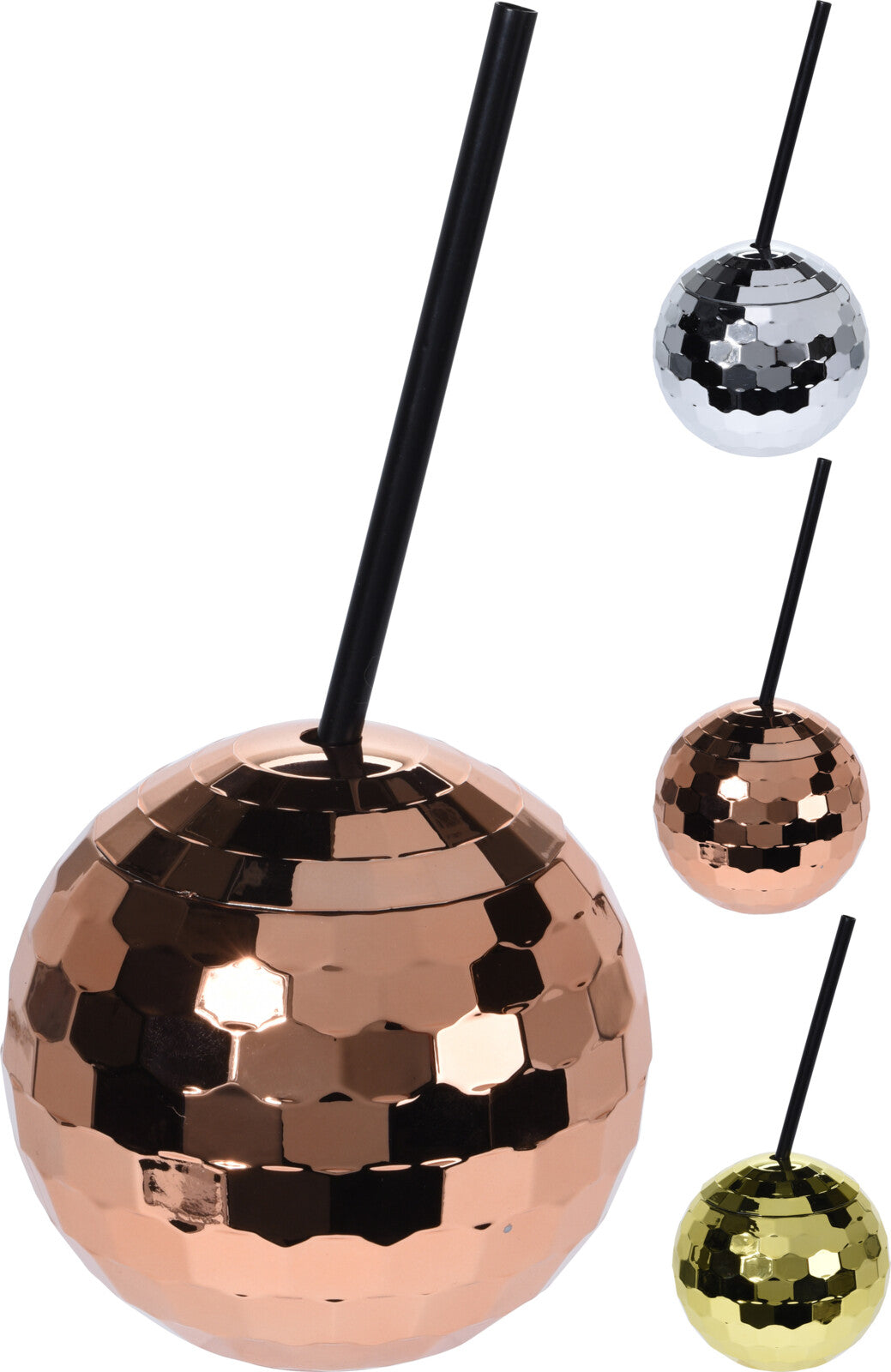 Disco Ball Drink Container with Straw